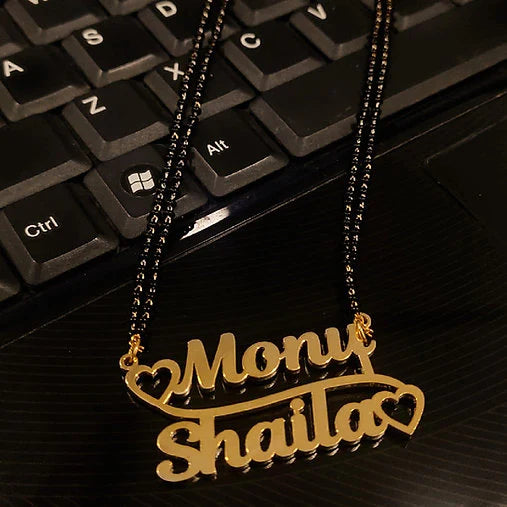 Double Heart Name Mangalsutra