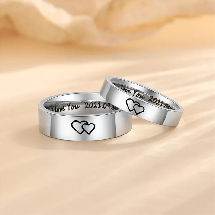 Couple Silver Ring Customized | 92.5 Pure Silver Name Ring