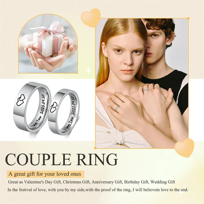 Couple Silver Ring Customized | 92.5 Pure Silver Name Ring