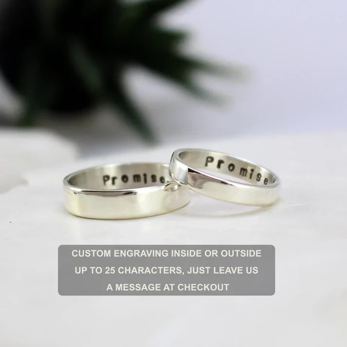 Couple Silver Ring Customized | 92.5 Pure Silver Name Ring